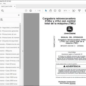 John Deere Cargadora 310SJ y 410J MANUAL DEL OPERADOR PDF