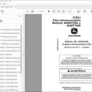 John Deere Cargadora retroexcavadora 315SJ MANUAL DEL OPERADOR PDF