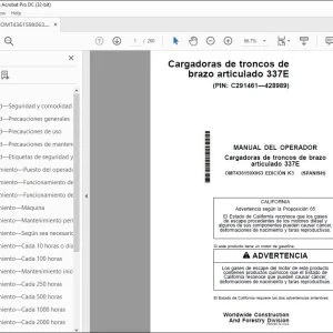 John Deere Cargadoras de troncos de brazo articulado 337E MANUAL DEL OPERADOR - PDF