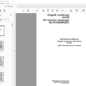 John Deere Ciągnik zrywkowy 1010D INSTRUKCJA OBSŁUGI OMF071539 PDF