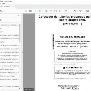 John Deere Colocador bulldozer sobre orugas 850 L MANUAL DEL OPERADOR PDF
