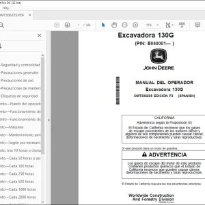 John Deere Excavadora 130G MANUAL DEL OPERADOR OMT306205 - PDF DOWNLOAD
