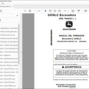 John Deere Excavadora 245GLC MANUAL DEL OPERADOR PDF