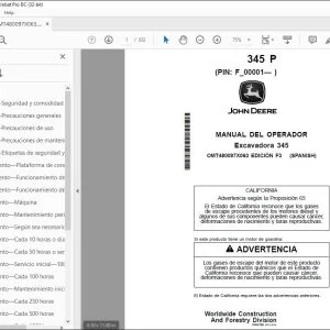 John Deere Excavadora 345 P MANUAL DEL OPERADOR PDF
