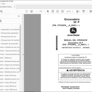 John Deere Excavadora 35 P MANUAL DEL OPERADOR OMT489507X063 PDF