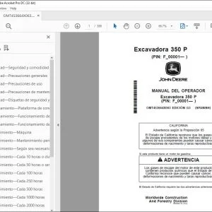 John Deere Excavadora 350 P MANUAL DEL OPERADOR PDF