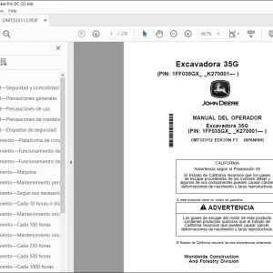 John Deere Excavadora 35G MANUAL DEL OPERADOR OMT333112 - PDF DOWNLOAD