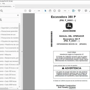 John Deere Excavadora 380 P MANUAL DEL OPERADOR OMT453665X063 - PDF DOWNLOAD