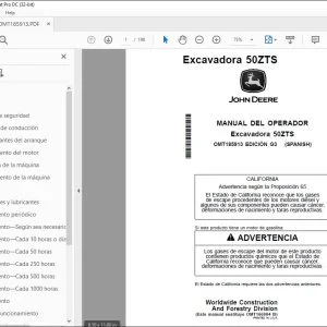 John Deere Excavadora 50ZTS MANUAL DEL OPERADOR OMT185913 PDF