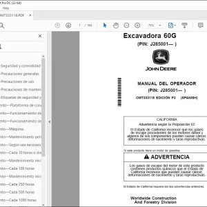 John Deere Excavadora 60G MANUAL DEL OPERADOR OMT333118 - PDF DOWNLOAD