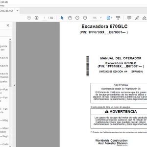 John Deere Excavadora 670GLC MANUAL DEL OPERADOR OMT293265 PDF