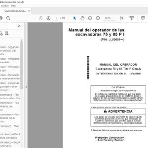 John Deere Excavadora 75 y 85 Tier P Gen-A MANUAL DEL OPERADOR PDF