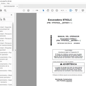 John Deere Excavadora 870GLC MANUAL DEL OPERADOR - PDF DOWNLOAD