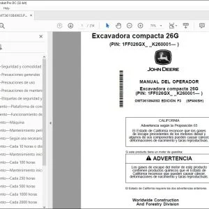 John Deere Excavadora compacta 26G MANUAL DEL OPERADOR PDF
