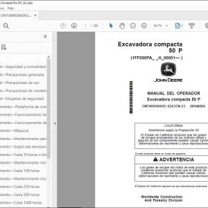 John Deere Excavadora compacta 50 P MANUAL DEL OPERADOR PDF