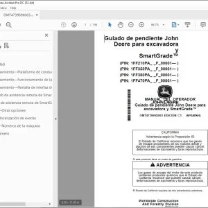 John Deere Guiado de pendiente para excavadora y MANUAL DEL OPERADOR PDF