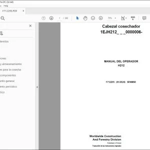 John Deere H212 Cabezal cosechador MANUAL DEL OPERADOR F712295 PDF