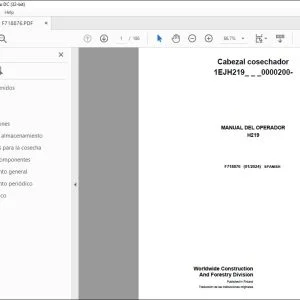 John Deere H219 Cabezal cosechador MANUAL DEL OPERADOR F718876 PDF