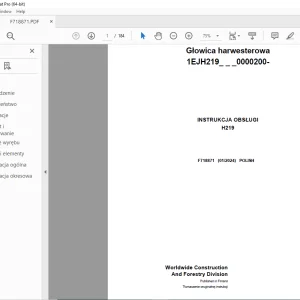 John Deere H219 Głowica harwesterowa INSTRUKCJA OBSŁUGI F718871 PDF