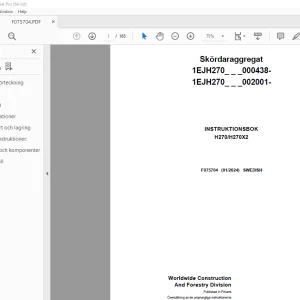 John Deere H270/H270X2 Skördaraggregat INSTRUKTIONSBOK F075704 PDF
