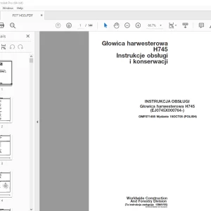 John Deere H745 Głowica harwesterowa INSTRUKCJA OBSŁUGI OMF071455 PDF