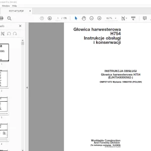 John Deere H754 Głowica harwesterowa INSTRUKCJA OBSŁUGI OMF071473 PDF