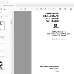 John Deere HJULLASTARE JD444, JD544B & JD644B INSTRUKTIONSBOK PDF