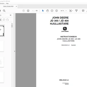 John Deere JD 300 / JD 400 HJULLASTARE INSTRUKTIONSBOK OML25040 PDF