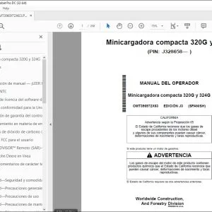 John Deere Minicargadora compacta 320G y 324G MANUAL DEL OPERADOR PDF