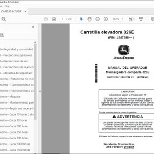 John Deere Minicargadora compacta 326E MANUAL DEL OPERADOR PDF
