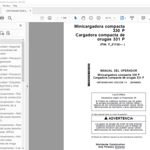 John Deere Minicargadora 330 P Cargadora compacta 331 P MANUAL DEL OPERADOR PDF