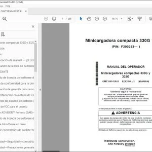 John Deere Minicargadora compacta 330G y 332G MANUAL DEL OPERADOR - PDF