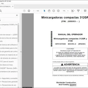 John Deere Minicargadoras 312GR y 314G MANUAL DEL OPERADOR  PDF