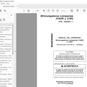 John Deere 316GR 318G Minicargadora Manual del Operador PDF
