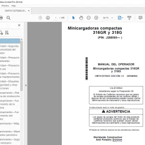 John Deere 316GR 318G Minicargadoras Compactas Manual Operador PDF