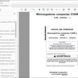 John Deere Minicargadoras 316GR y 318G MANUAL DEL OPERADOR PDF
