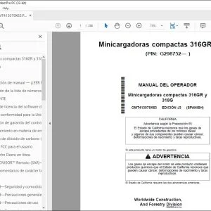 John Deere Minicargadoras compactas 316GR y 318G MANUAL DEL OPERADOR PDF
