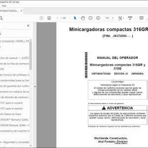 John Deere Minicargadoras compactas 316GR y 318G MANUAL DEL OPERADOR PDF