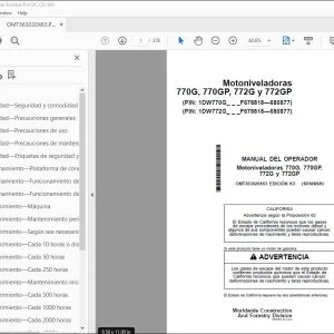 John Deere 770G, 770GP, 772G y 772GP MANUAL DEL OPERADOR PDF