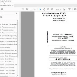 John Deere 870G, 870GP, 872G y 872GP MANUAL DEL OPERADOR PDF