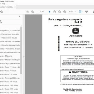 John Deere Pala cargadora compacta 344 P MANUAL DEL OPERADOR PDF