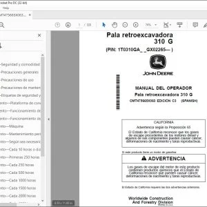 John Deere Pala retroexcavadora 310 G MANUAL DEL OPERADOR PDF