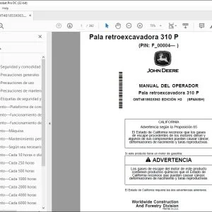 John Deere 310 P Pala Retroexcavadora Manual del Operador PDF