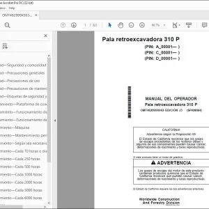 John Deere Retroexcavadora 310 P Guia del Operador PDF