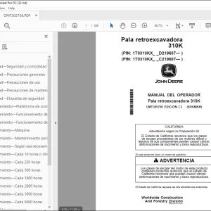 John Deere Pala retroexcavadora 310K MANUAL DEL OPERADOR PDF