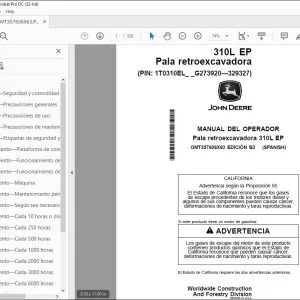 John Deere Pala retroexcavadora 310L EP MANUAL DEL OPERADOR OMT357606X63 PDF