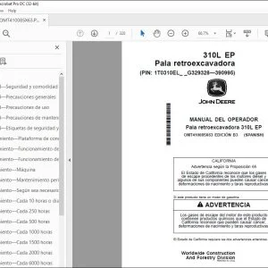 John Deere Pala retroexcavadora 310L EP MANUAL DEL OPERADOR PDF