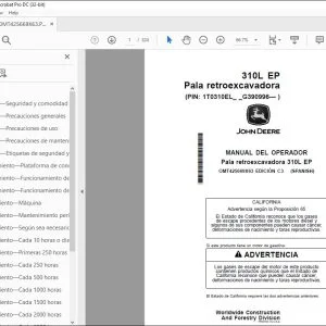 Manual de Operación para Pala Retroexcavadora John Deere 310L EP PDF