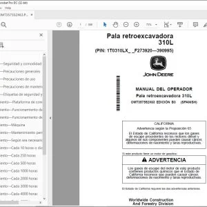 Manual del Operador para John Deere 310L Pala retroexcavadora PDF