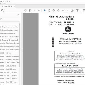 John Deere Pala retroexcavadora 310SK MANUAL DEL OPERADOR OMT305723 PDF